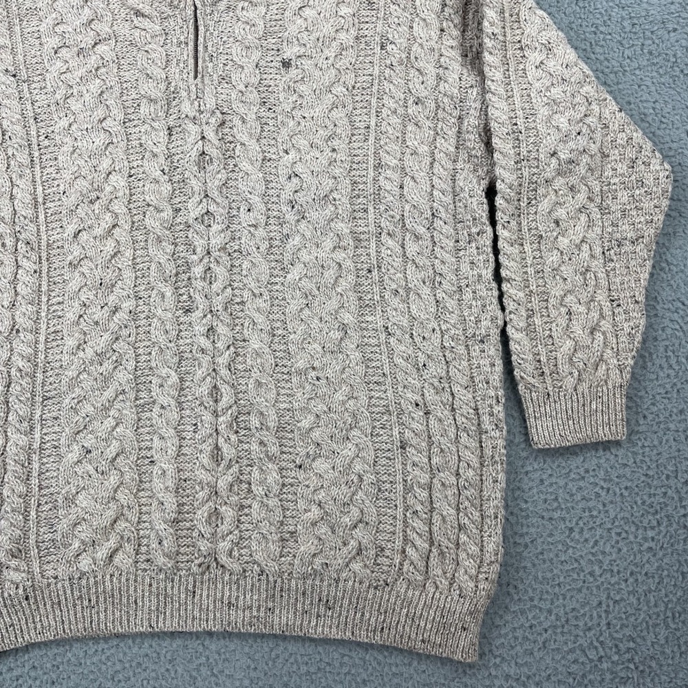 Carraig Donn Ireland Mens XXL Cable Knit 100% Wool 1/4 Zip Fisherman Sweater NWT - Picture 4 of 14